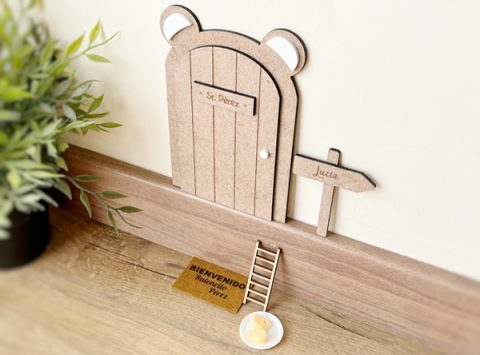 puerta ratoncito perez de madera raton perez personalizada dientes diente de leche