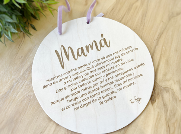 placa de madera personalizada detalle original el dia de tu boda para mama