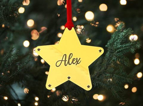 bola navidad personaliada con nombre estrella dorado arbol navidad bola navidad original
