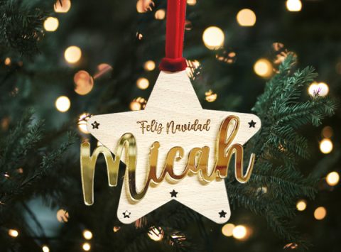 bola de navidad estrella con nombre personalizada bola navidad en madera bola navidad dorada bola navidad nombre en oro