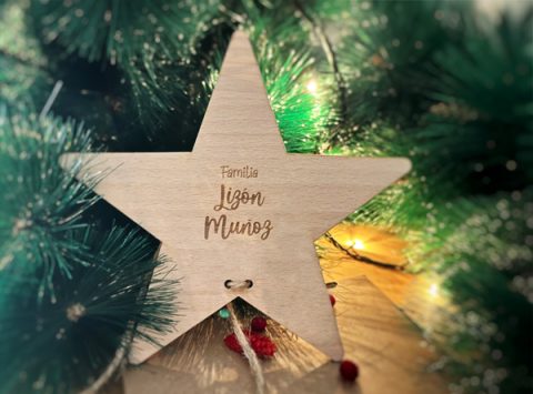 estrella de navidad personalizada en madera arbol de navidad decoracion navideña navidad familia regalo navidad detalle navidad personalizado
